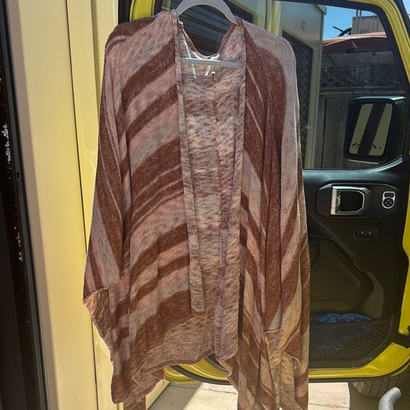 Free People Jackets & Blazers - FREE PEOPLE Striped Brown and Cream Cardigan